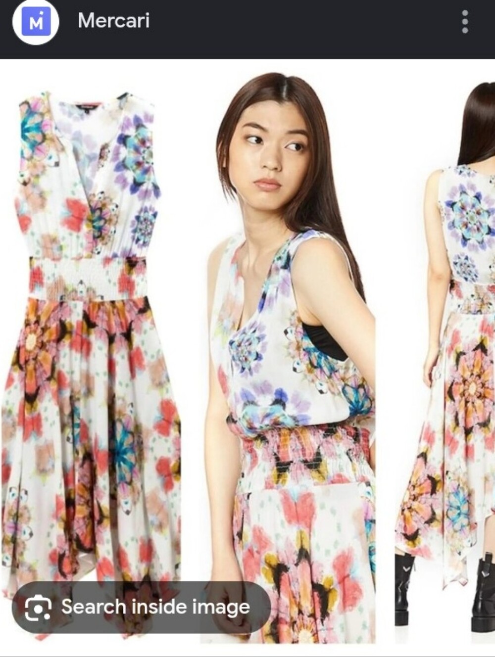 Desigual Multicolor Floral High-Low Sleeveless Dress.Pit To Pit 18"